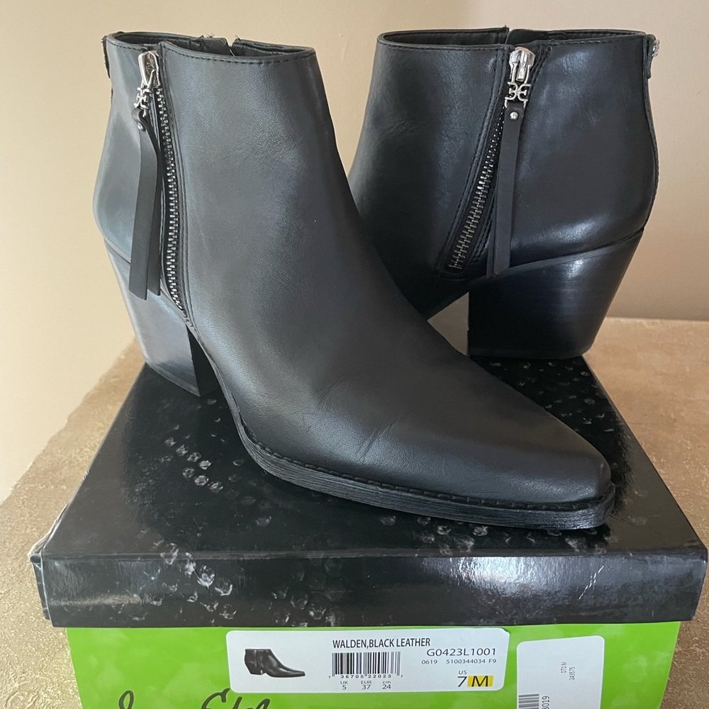Sam Edelman Black Leather Booties
